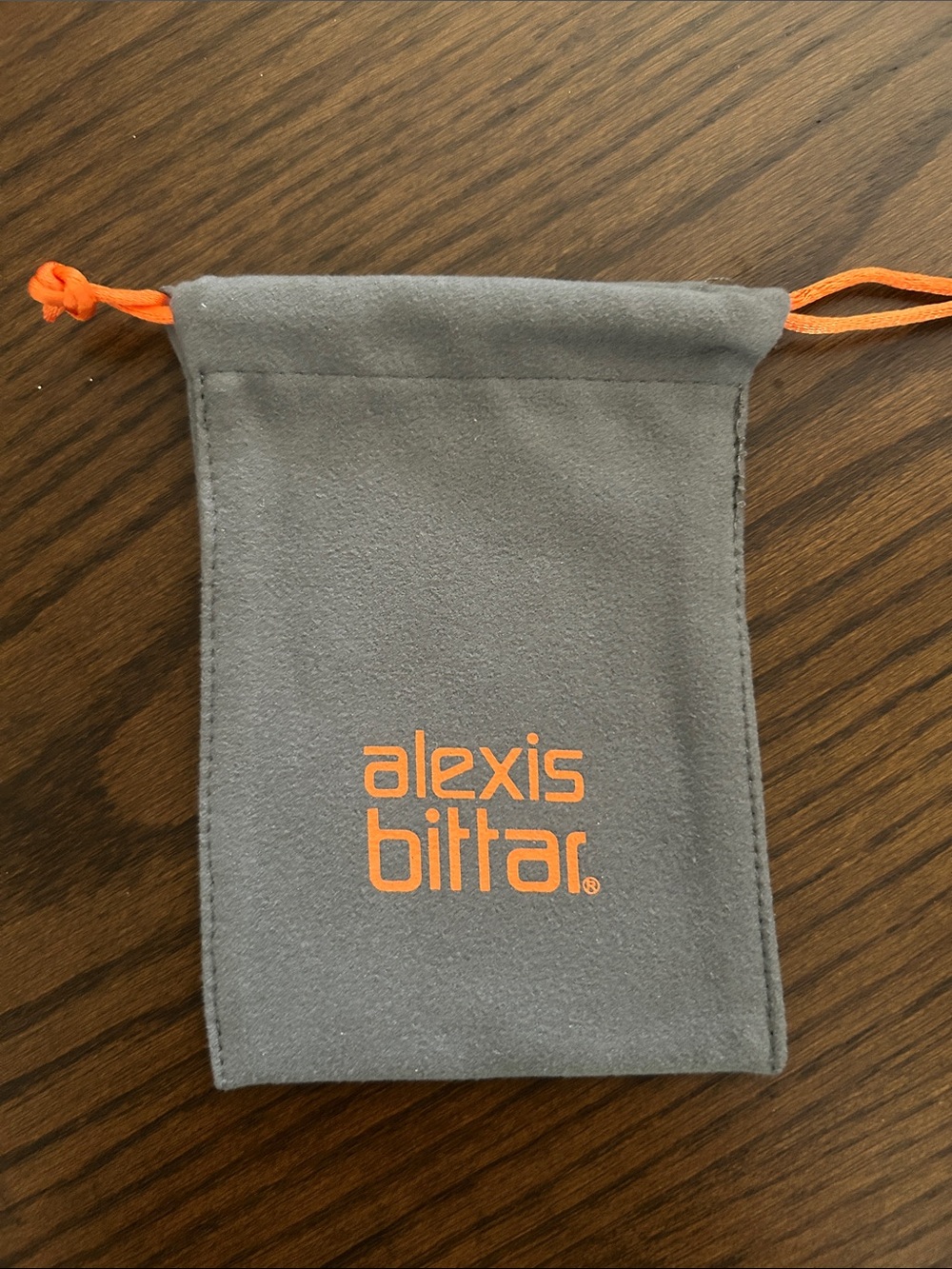 Brand New Alexis Bittar Extra Small Gray Orange Jewelry Dust Bag